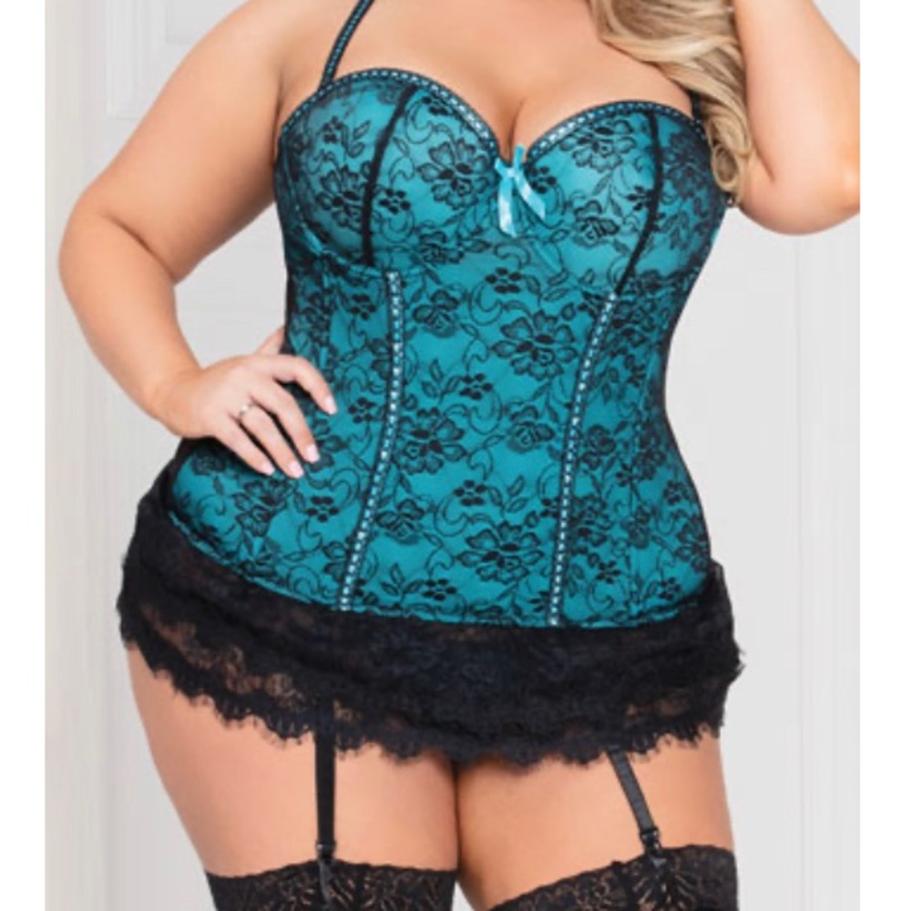 1X/2X teal bustier set